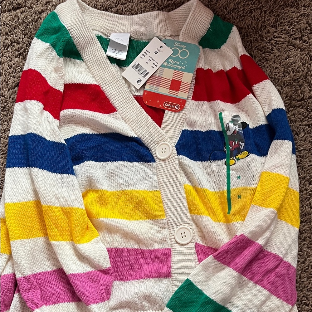NWT Disney Striped Cardigan with Mickey Mouse